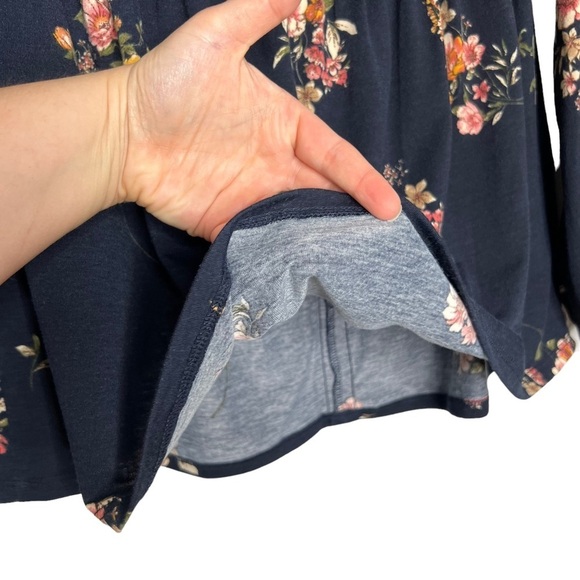 NWT Xhilaration Dark Floral Smocked Chest Babydoll Blouse - Picture 8 of 10